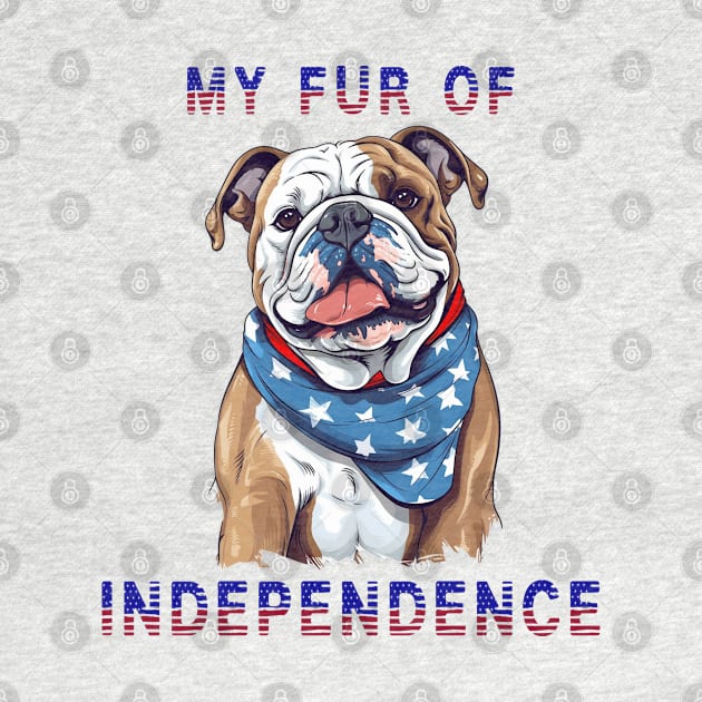 English Bulldog Funny USA Flag 4th of July Fur Of Independence by Sniffist Gang